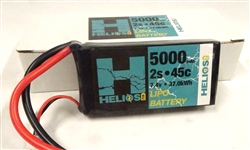 Helios RC 2S 7.4V 5000mAh 45C Shorty LiPo Battery - Deans