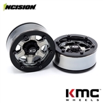 Incision 1.9" KMC KM233 Hex Black Chrome Plastic Wheels (2)