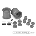 JConcepts Midwest 2.2" Monster Truck 12mm Hex Wheels w/ Adapters Silver (2)