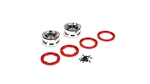 Losi 2.2" Beadlock Wheels, Chrome with Red Rings (2): NCR2.0