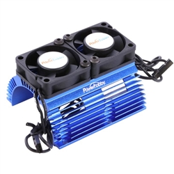 Powerhobby Heat Sink with Twin Tornado High Speed Fans, for 1/8 Motors, Blue