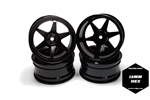 Racers Edge 1/10 Aluminum On-Road Drift Car Wheels, 6V Style, Black Anodized (4)