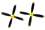 Rage RC 4-Blade Propeller Set, Yellow Spinner, Warbirds (2)