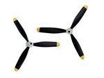 Rage RC 3-Blade Propeller Set, Gray Spinner, Warbirds (2)