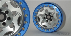 SSD RC 2.2" Champion Beadlock Wheels (Silver / Blue) (2)