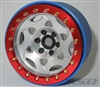 SSD RC Single 2.2" Champion PL Beadlock Wheel (Silver / Red) (1)