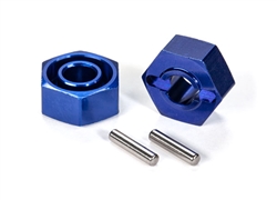 Traxxas Wheel Hubs 12mm Hex Blue Anodized Lightweight Aluminum / Axle pins