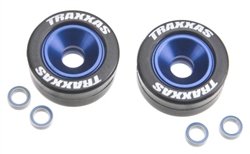 Traxxas Mounted Wheelie Bar Tires/Wheels Blue (2)