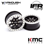 Vanquish Products 1.9 Aluminum KMC KM237 Riot Beadlock Wheels Black Anodized (2)