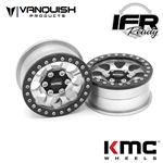 Vanquish Products 1.9 Aluminum KMC KM237 Riot Beadlock Wheels Clear Anodized (2)