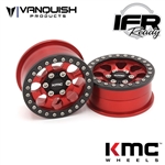 Vanquish Products 1.9 Aluminum KMC KM237 Riot Beadlock Wheels Red Anodized (2)