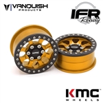 Vanquish Products 1.9 Aluminum KMC KM237 Riot Beadlock Wheels Gold Anodized (2)