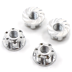 Yeah Racing 4mm Aluminum Wheel Flange Lock Nut 4pcs For RC Car Silver