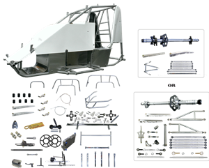 Mini Sprint Chassis Super Deluxe Kit (Watts Link/Panhard Fusion)