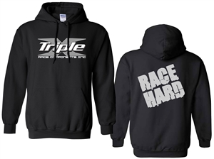 Triple X Race Hard' Hoodie.  Black.