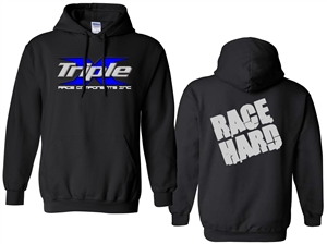 Triple X Race Hard' Hoodie.  Black.