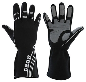 Black All Star Driving Gloves. SFI 5. Double Layer. Normex/Leather Palm. X-Large. Pair.