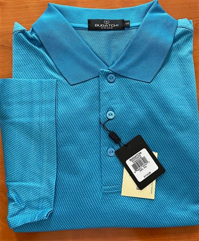 Bugatchi mens mercerized Egyptian cotton polo shirt turquoise blue