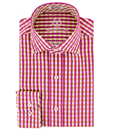 men's gingham shirt raspberry  red