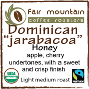 Dominican Jarabacoa fresh roasted coffee Organic Honey Processed Fair trade FTO espresso pour over