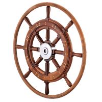 Edson 30&quot; Teak Yacht Wheel w/Teak Rim  Chrome Hub