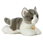 Realistic Stuffed Gray Cat 8 Inch Plush Tabby Cat By Aurora