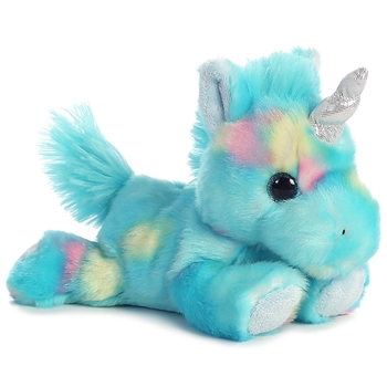 Blueberry the Small Stuffed Blue Unicorn Bright Fancies by Aurora