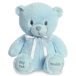 Stuffed Medium Blue My First Teddy Bear by Ebba