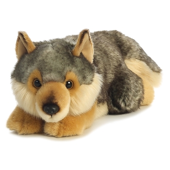 Realistic Stuffed Wolf Lying Miyoni Plush by Aurora