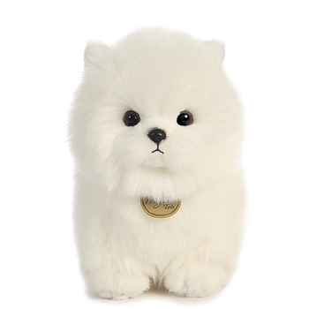 Realistic Stuffed White Pompom Puppy 9 Inch Miyoni Plush by Aurora