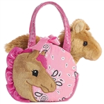 Pink Paisley Fancy Pals Pet Carrier with Plush Horse by Aurora