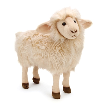 Lifelike White Sheep Stuffed Animal by Hansa - Handcrafted - 14 Inch