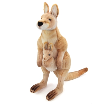 Handcrafted 17 Inch Lifelike Kangaroo and Joey Stuffed Animal by Hansa