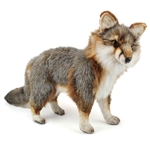 Handcrafted 16 Inch Lifelike Gray Fox Stuffed Animal by Hansa