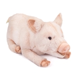 Handcrafted 11 Inch Lying Lifelike Pig Stuffed Animal by Hansa