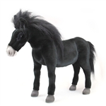 Handcrafted 18 Inch Lifelike Black Horse Stuffed Animal by Hansa