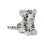 Handcrafted 6 Inch Sitting Lifelike White Tiger Cub Stuffed Animal by Hansa