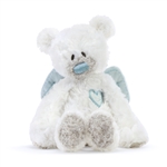 Guardian Angel Baby Safe Plush Blue Teddy Bear Rattle by Demdaco