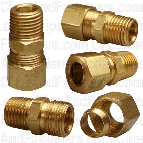 Brass Male Connector 3/8 Tube Sz 1/4 Thread