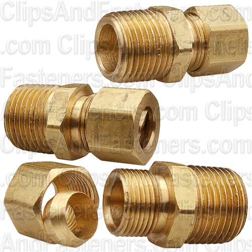 Brass Male Connector 3/8 Tube Sz 3/8 Thread