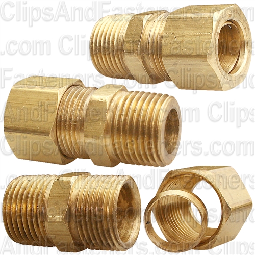 Brass Male Connector 1/2 Tube Sz 3/8 Thread