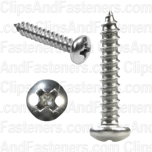 6 X 3/4 Phillips Pan Head Tap Screw 18-8