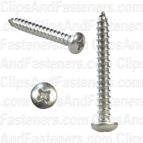 8 X 1 1/4 Phillips Pan Head Tap Screw 18-8