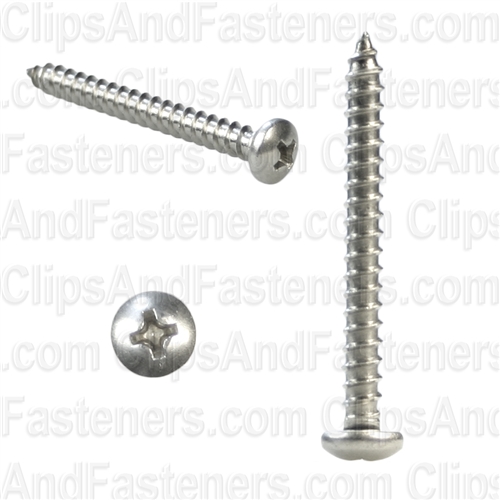 8 X 1 1/2 Phillips Pan Head Tap Screw 18-8