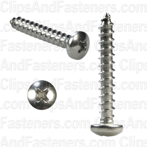 10 X 1 1/4 Phillips Pan Head Tap Screw 18-8