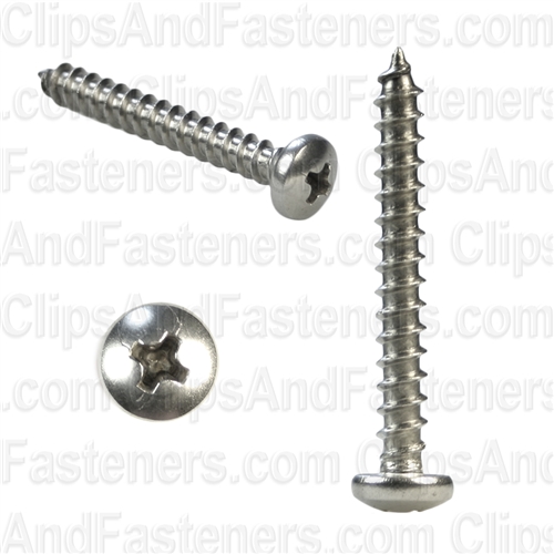 10 X 1 1/2 Phillips Pan Head Tap Screw 18-8