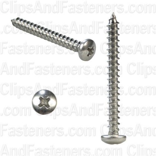 10 X 1 3/4 Phillips Pan Head Tap Screw 18-8