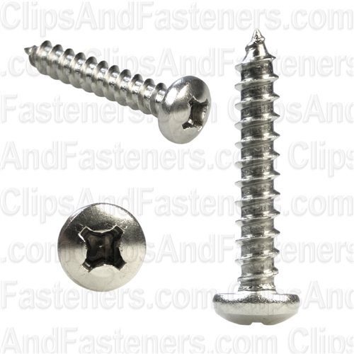 12 X 1-1/4 Phillips Pan Head Tap Screw 18-8