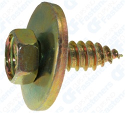 M6.3-1.81 X 18mm Hex Sems Tapping Screw Zinc & Yellow