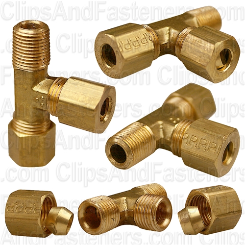 Brass Male Run Tee 1/4 Tube Size 1/8 Thread